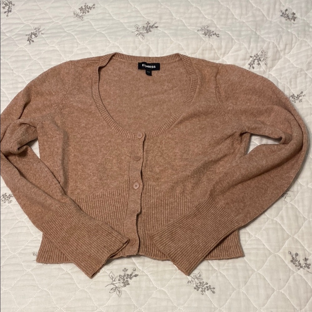 Express Tan Button-Up Cardigan